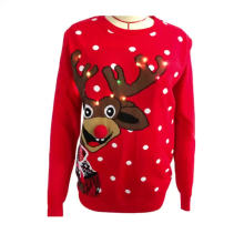 Unisex Crewneck High Quality Jacquard Knitted Custom Light Up Christmas Sweater